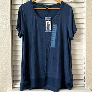 Nine West Shirt Navy Blue Cotton